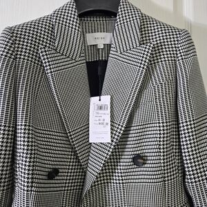 Reiss Black and White Houndstooth Blazer